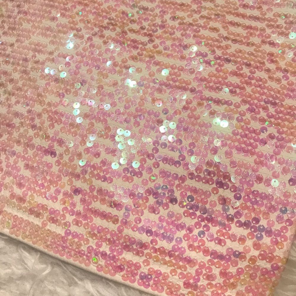 Topshop Pink Sequin Mini Skirt Iridescent Party Summer Size 4 - Picture 2 of 4